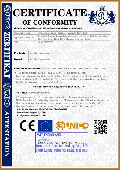 Aishule CE Certification certificate