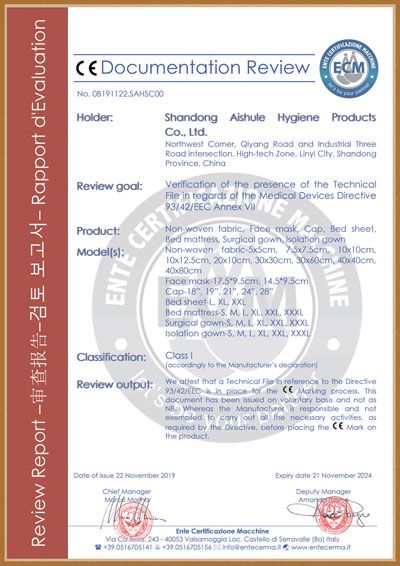 Aishule CE Certification certificate