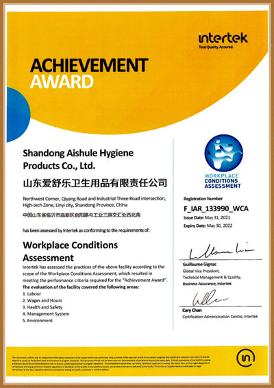 Aishule WCA Certification certificate